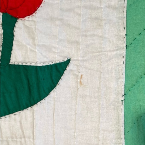 Vintage Handstitched Appliqué Quilt with Tulips 69” x 90” - Picture 9 of 12